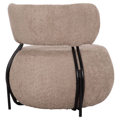 LOUNGE CHAIR ROUND KARSEN HM9598.08 DARK BEIGE BOUCLE FABRIC 79x82x74Hcm.