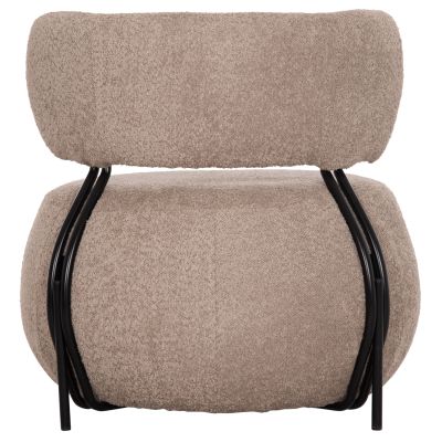 LOUNGE CHAIR ROUND KARSEN HM9598.08 DARK BEIGE BOUCLE FABRIC 79x82x74Hcm.