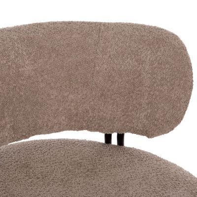 LOUNGE CHAIR ROUND KARSEN HM9598.08 DARK BEIGE BOUCLE FABRIC 79x82x74Hcm.
