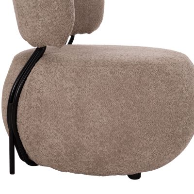 LOUNGE CHAIR ROUND KARSEN HM9598.08 DARK BEIGE BOUCLE FABRIC 79x82x74Hcm.