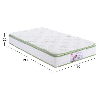 MATTRESS CONTINUOUS SPRING WITH MATTRESS PAD ALOE VERA 90X190 HM372.11 SINGLE SIDE