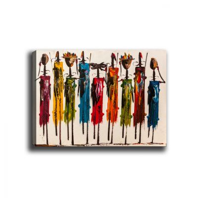 CANVAS PAINTING COLORFUL AFRICAN ART HM7197.02 100X3X70 cm.