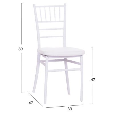 CATERING CHAIR TIFFANY WITH CUSHION HM21104 WHITE POLYPROPYLENE 39x47x89Hcm.