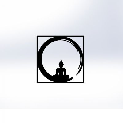 WALL DECORATION 100% METALLIC BLACK BUDDHA FIGURE 50X50 HM7210