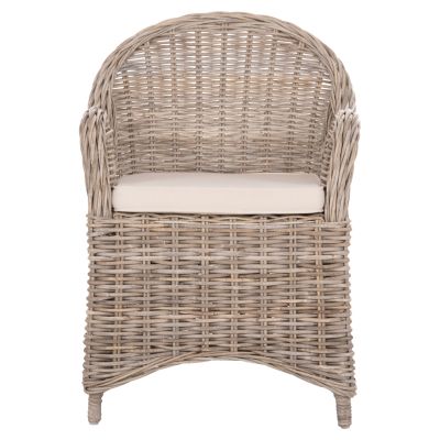 ARMCHAIR KEYLA HM9536 BROWN RATTAN-ECRU CUSHION 63x65x87Hcm.
