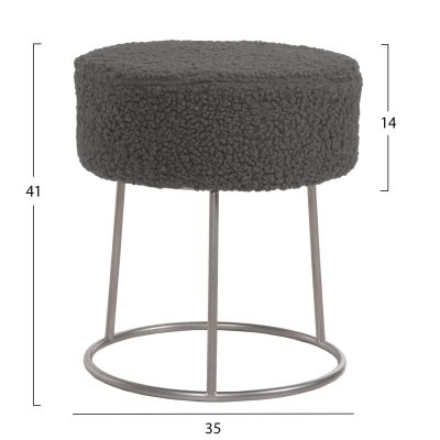 STOOL KARLO HM8411.21 GREY BOUCLE FABRIC WITH SILVER BASE Φ35x41Hcm.