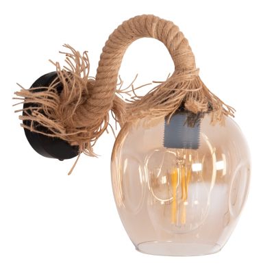 WALL SCONCE POPPER HM4481 METAL-ROPE-GLASS 14.5x26x24Hcm.