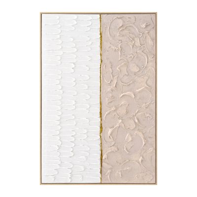 WALL PAINTING SHON HM4558 WITH BEIGE PS FRAME-CANVAS IN BEIGE & WHITE 62x4,5x92Hcm.