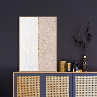 WALL PAINTING SHON HM4558 WITH BEIGE PS FRAME-CANVAS IN BEIGE & WHITE 62x4,5x92Hcm.