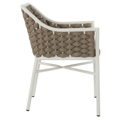 ARMCHAIR ALUMINUM HM5858.02 WHITE WITH BEIGE ROPE 56x58x76Hcm.