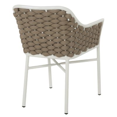 ARMCHAIR ALUMINUM HM5858.02 WHITE WITH BEIGE ROPE 56x58x76Hcm.
