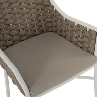 ARMCHAIR ALUMINUM HM5858.02 WHITE WITH BEIGE ROPE 56x58x76Hcm.
