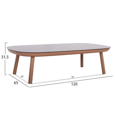 OUTDOOR LOUNGE SET 5PCS KROM HM6360.02 ALUMINUM--STRAP ROPE--3D PRINTED GLASS TOP