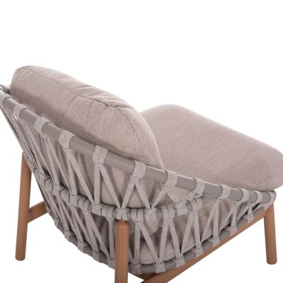 OUTDOOR LOUNGE SET 5PCS KROM HM6360.02 ALUMINUM--STRAP ROPE--3D PRINTED GLASS TOP