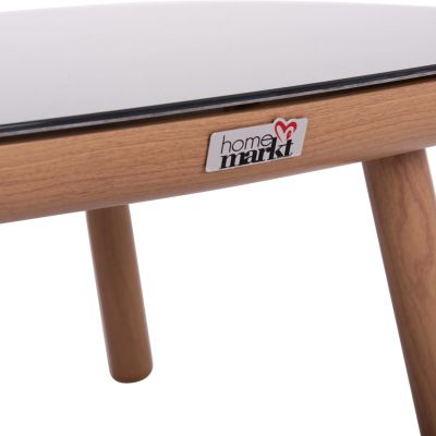 OUTDOOR LOUNGE SET 5PCS KROM HM6360.02 ALUMINUM--STRAP ROPE--3D PRINTED GLASS TOP