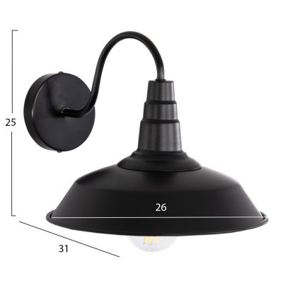 WALL SCONCE DONO HM4478 METAL IN BLACK 26x31x25Hcm.