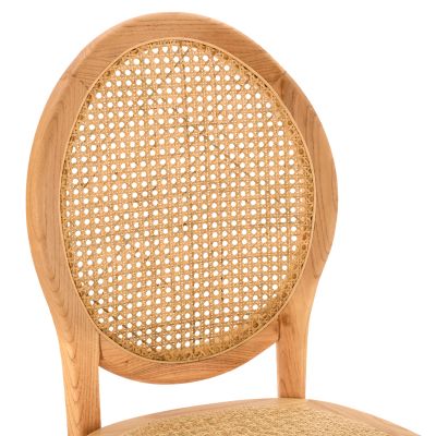 Wooden chair with oval back and rattan in natural color HM8745.01 45x50x97