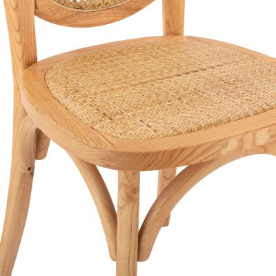 Wooden chair with oval back and rattan in natural color HM8745.01 45x50x97