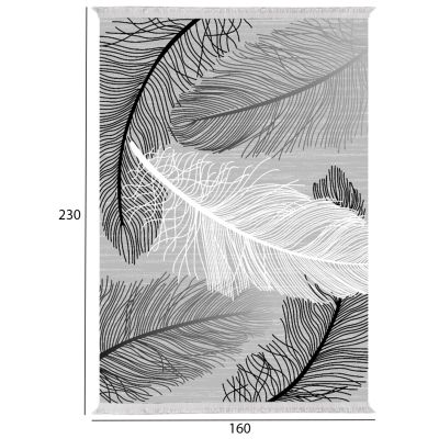 КИЛИМ ЗА ХОЛНА С РЕСНИ JOSIANE HM7675.38 ПЕРА СИВО-БЯЛО 160X230