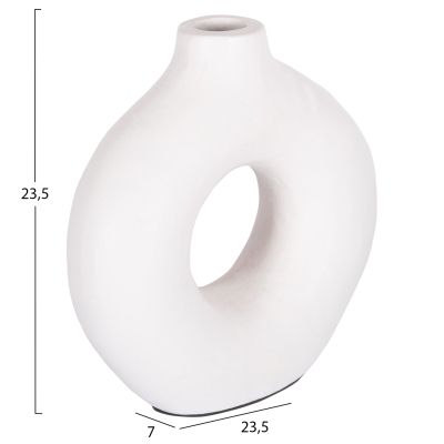 DECORATIVE VASE SERIES CLAYVON HM4404 TERRACOTTA IN WHITE COLOR 23.5x7x23.5Hcm.
