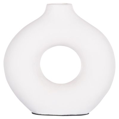 DECORATIVE VASE SERIES CLAYVON HM4404 TERRACOTTA IN WHITE COLOR 23.5x7x23.5Hcm.