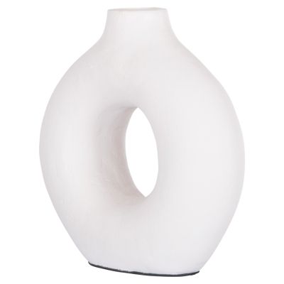 DECORATIVE VASE SERIES CLAYVON HM4404 TERRACOTTA IN WHITE COLOR 23.5x7x23.5Hcm.