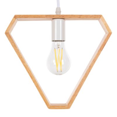 Осветително тяло за таван HM4069 ДЪРВЕН ТРИЪГЪЛНИК-БЯЛ КАБЕЛ 25x28,5x126,5H cm.