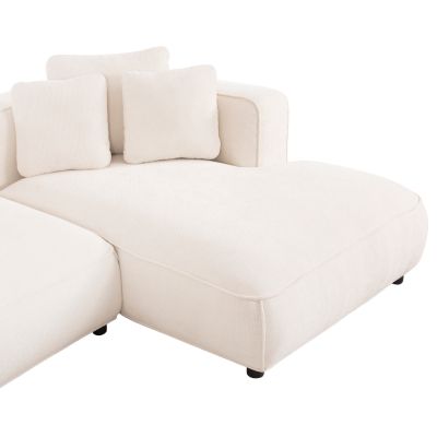 CORNER SOFA (RIGHT) 3-SEATER GRACE HM3280.02R WHITE FABRIC 252x105-160x70-90Hcm.