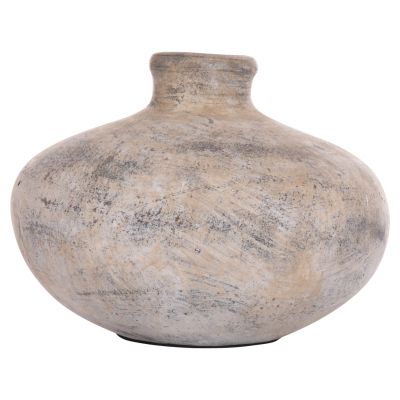 DECORATIVE TABLE VASE VERMO HM4400 TERRACOTTA IN ECRU Φ27x18Hcm.