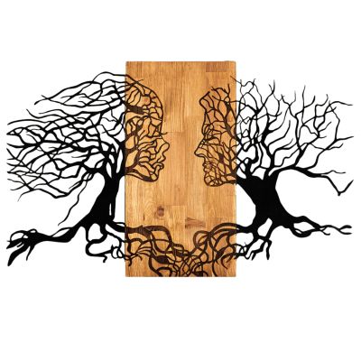 WALL DECORATION ILLUSION HM4803-METAL IN BLACK-WOOD 92x3(thickness)x58Hcm.