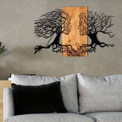 WALL DECORATION ILLUSION HM4803-METAL IN BLACK-WOOD 92x3(thickness)x58Hcm.