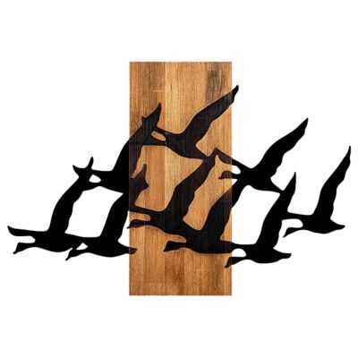 WALL DECORATION LARGE BIRDS HM4759-METAL IN BLACK-WOOD 58x3(thickness)x84Hcm.