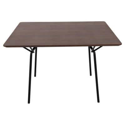 ТРАПЕЗНА МАСА КВАДРАТНА TRENK HM9614.02 MDF С ДЪБОВ ФУРНИР В ОРЕХ-ЧЕРНИ МЕТАЛНИ КРАКА 120x120x75Hcm.