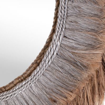 MIRROR OVAL MADE OF ABACA FIBERS IN NATURAL AND SILVER COLOR 90x5x140Hcm.HM7738