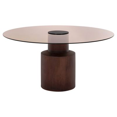 ХОЛНА МАСА SUNNET HM9670 МАНГОВО ДЪРВО В ПЛОТ ОТ КАФЯВО СТЪКЛО Φ80x41Hcm.