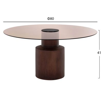 ХОЛНА МАСА SUNNET HM9670 МАНГОВО ДЪРВО В ПЛОТ ОТ КАФЯВО СТЪКЛО Φ80x41Hcm.