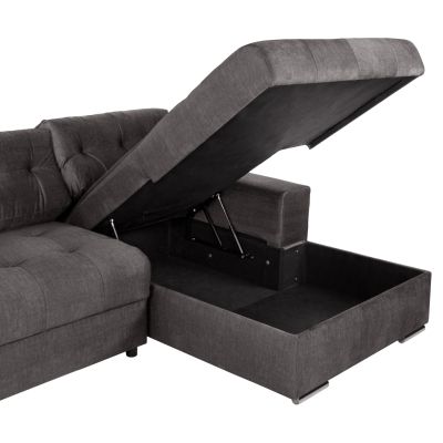 CORNER (RIGHT) SOFA-BED WITH STORAGE SPACE CLANCY HM3281.02R ANTHRACITE FABRIC 308x181x92Hcm.