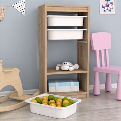 CHEST OF DRAWERS SANI HM18198.03 MELAMINE IN SONAMA-WHITE P.E. DRAWERS 45,5x30x92Hcm.