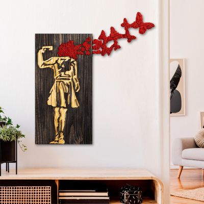 WALL DECORATION GIRL FIGURE HM4755-METAL-WOOD 62x3(thickness)x70Hcm.