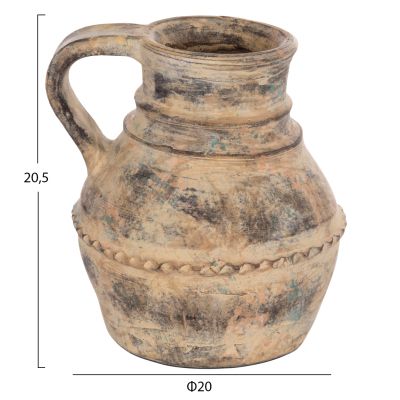 DECORATIVE TABLE VASE VERMO HM4397 TERRACOTTA IN CREAM BEIGE Φ20x20.5Hcm.