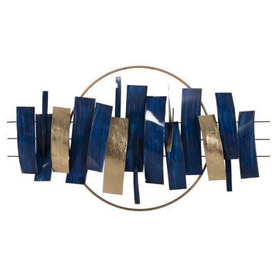 WALL DECOR HM4205 METAL IN BLUE - GOLD 90,5x50Hcm.