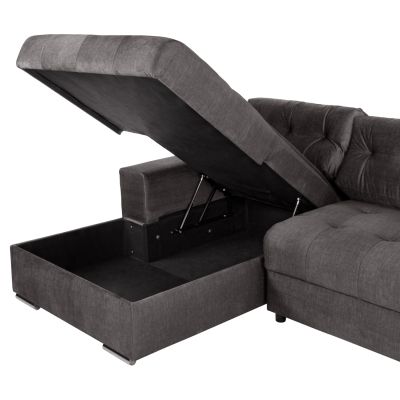 CORNER (LEFT) SOFA-BED WITH STORAGE SPACE CLANCY HM3281.02L ANTHRACITE FABRIC 308x181x92Hcm.