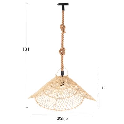 CEILING PENDANT LUMINAIRE SET HM11925.02 ROPE AND NATURAL RATTAN Φ58.5Χ131H cm.