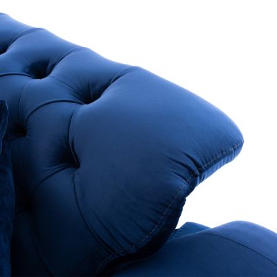 HM3249.18 3-местен разтегателен диван, син, 240x95x80, дървени крака