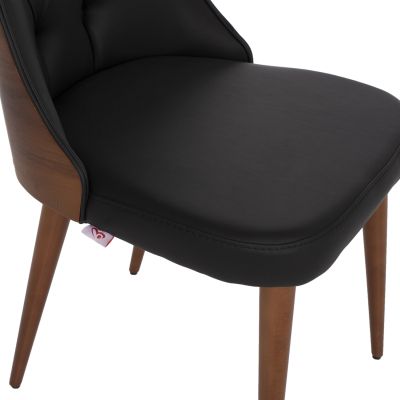 DINING CHAIR PROFESSIONAL ESTRELLA HM9270.41 BLACK PU & WOODEN BACK IN WALNUT COLOR 47x60x92Hcm.