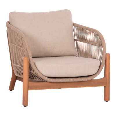 OUTDOOR LOUNGE ARMCHAIR SANJI HM6221 ACACIA WOOD-ALUMINUM-ROPE 88x78x68-75Hcm.