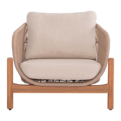OUTDOOR LOUNGE ARMCHAIR SANJI HM6221 ACACIA WOOD-ALUMINUM-ROPE 88x78x68-75Hcm.