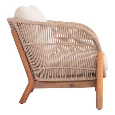 OUTDOOR LOUNGE ARMCHAIR SANJI HM6221 ACACIA WOOD-ALUMINUM-ROPE 88x78x68-75Hcm.