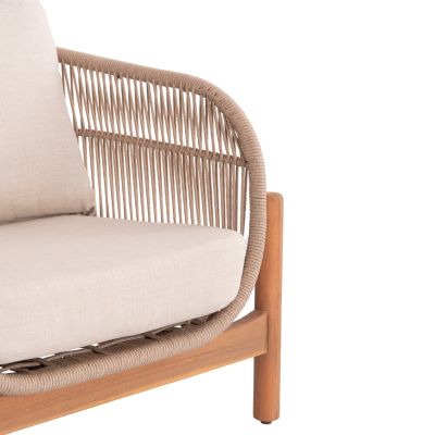 OUTDOOR LOUNGE ARMCHAIR SANJI HM6221 ACACIA WOOD-ALUMINUM-ROPE 88x78x68-75Hcm.