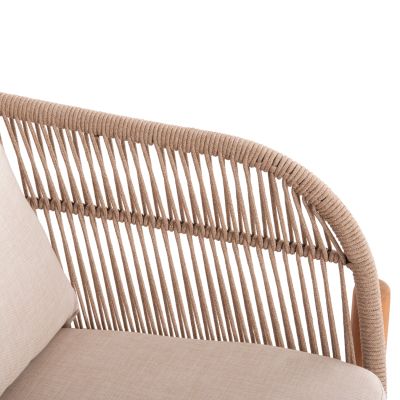 OUTDOOR LOUNGE ARMCHAIR SANJI HM6221 ACACIA WOOD-ALUMINUM-ROPE 88x78x68-75Hcm.